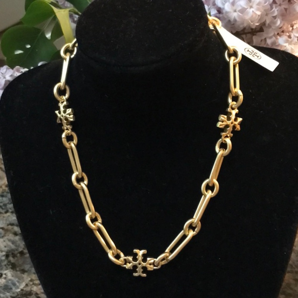 🆕 AUTHENTIC TORY BURCH ROXANNE CHAIN SHORT NECKLACE NWT & POUCH! 🆕